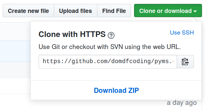 Downloading a 'zip' file of the source code.